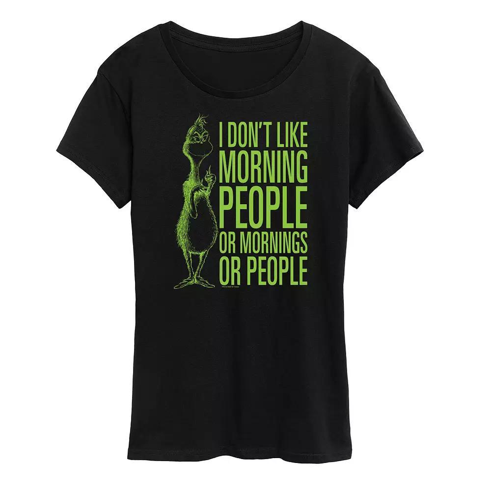 Women's Dr. Seuss The Grinch Morning People Graphic Tee, Girl's, Size: XXL, Black Product Image