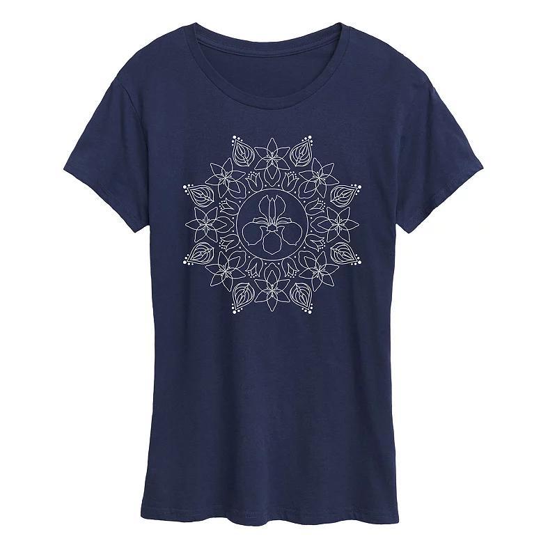Womens Spring Floral Decorative Graphic Tee Grey Green Product Image