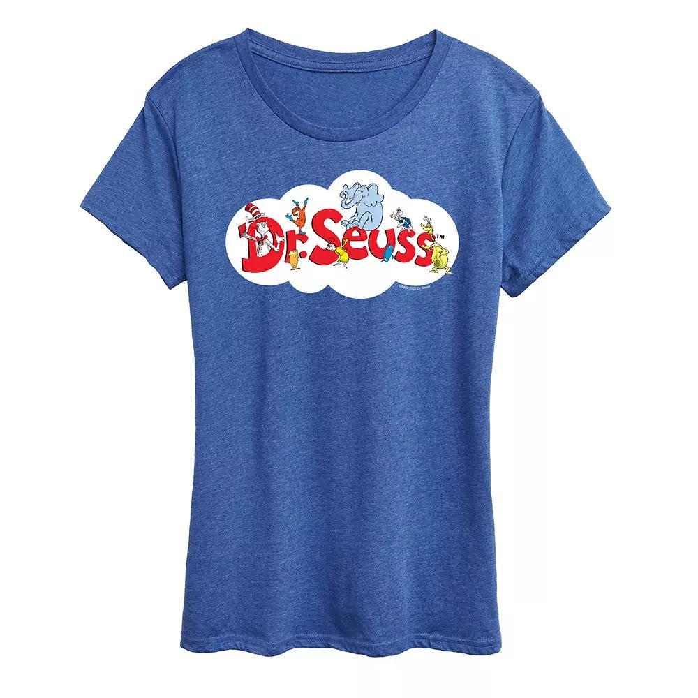 Women's Dr. Seuss Cloud Logo Graphic Tee, Size: XXL, Grey Royal Blue Product Image