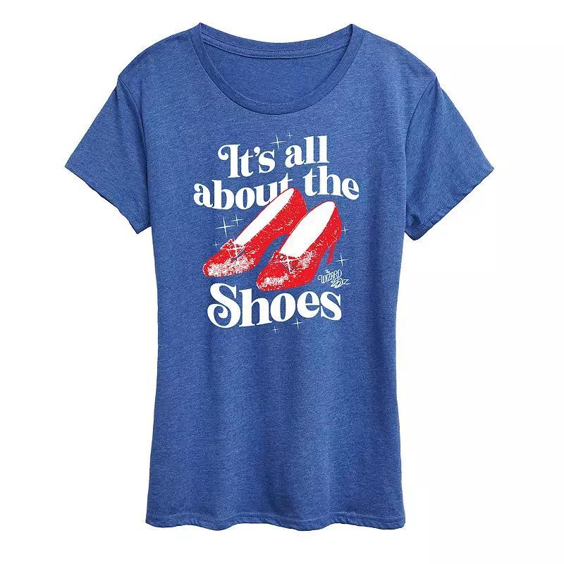 Women's Wizard Of Oz Shoes Graphic Tee, Size: Large, Grey Blue Product Image