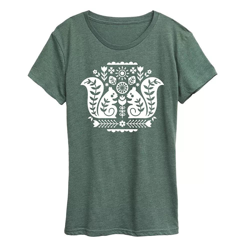 Womens Scandinavian Squirrels Graphic Tee Blue Product Image