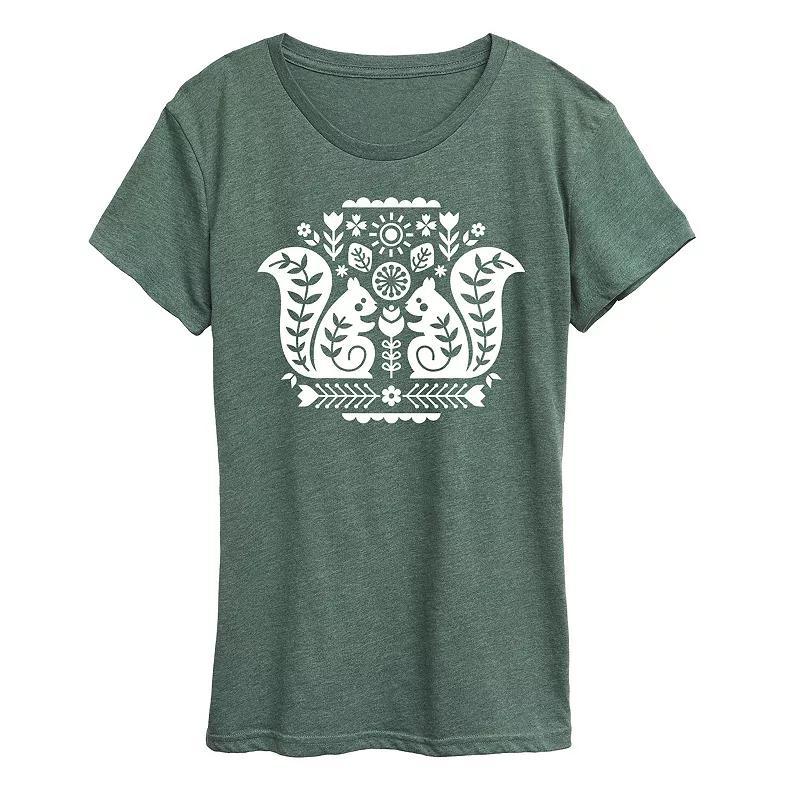 Womens Scandinavian Squirrels Graphic Tee Blue Product Image