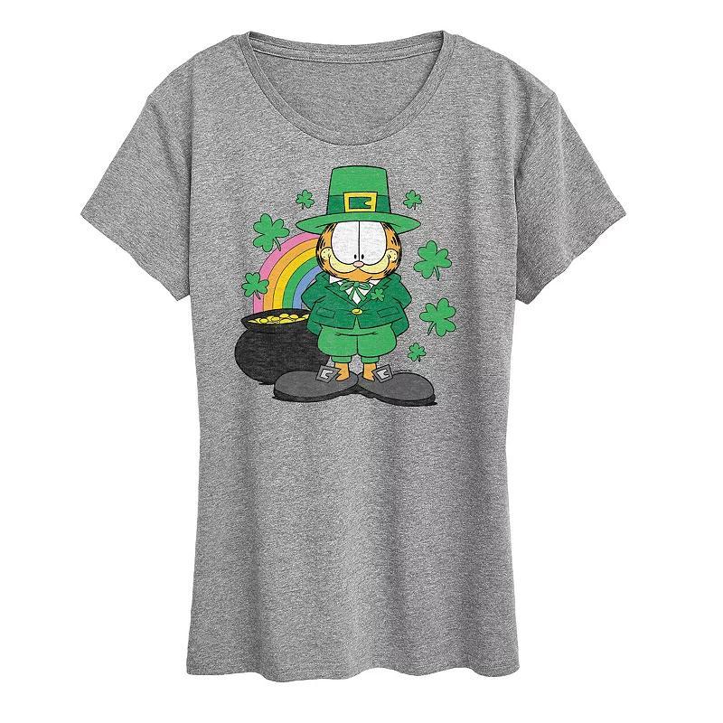 Womens Garfield Rainbow Shamrocks Graphic Tee Product Image