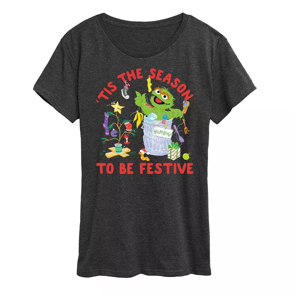 Womens Sesame Street Tis The Season Graphic Tee, Girls Heather Grey Product Image