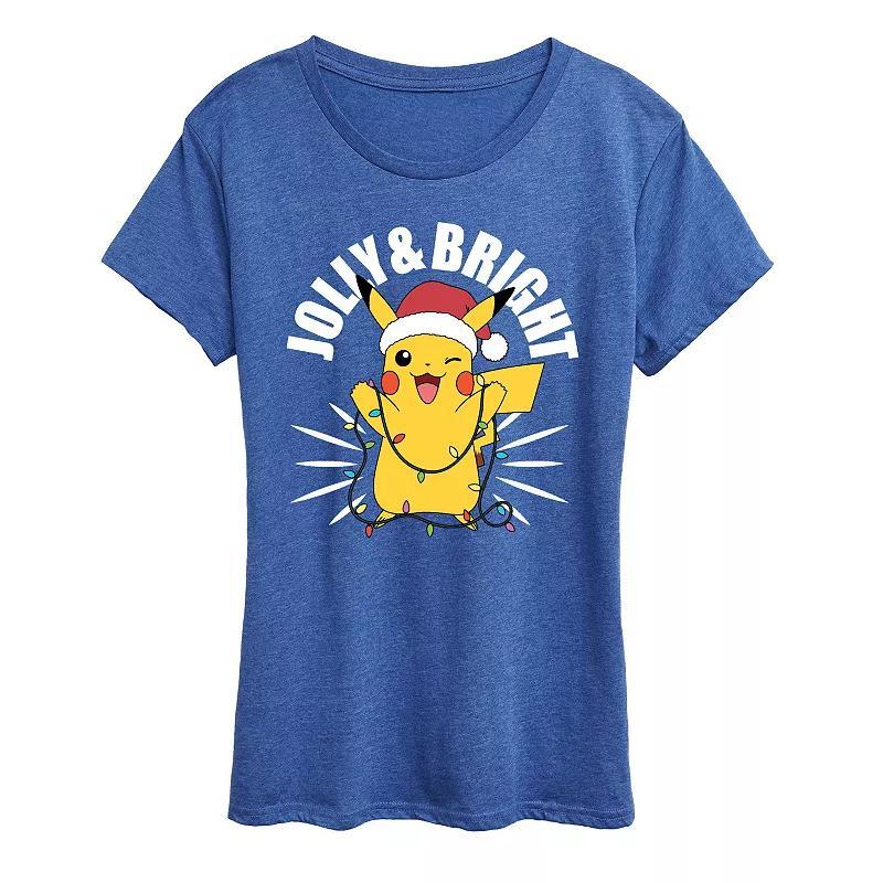 Womens Pokemon Merry And Bright Tee Heather Grey Product Image