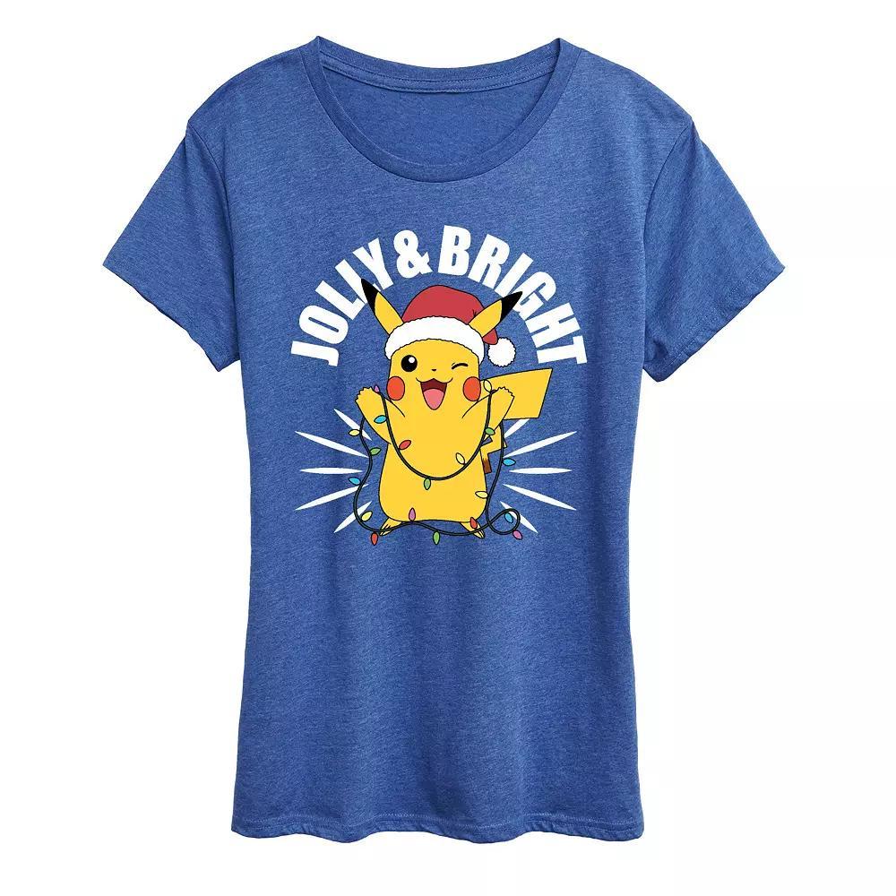 Womens Pokemon Merry And Bright Tee Heather Grey Product Image