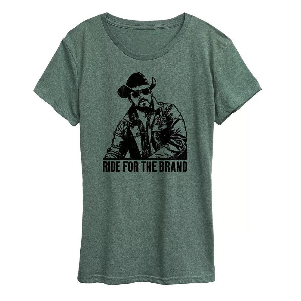 Womens Yellowstone Ride For The Brand Graphic Tee Grey Green Product Image