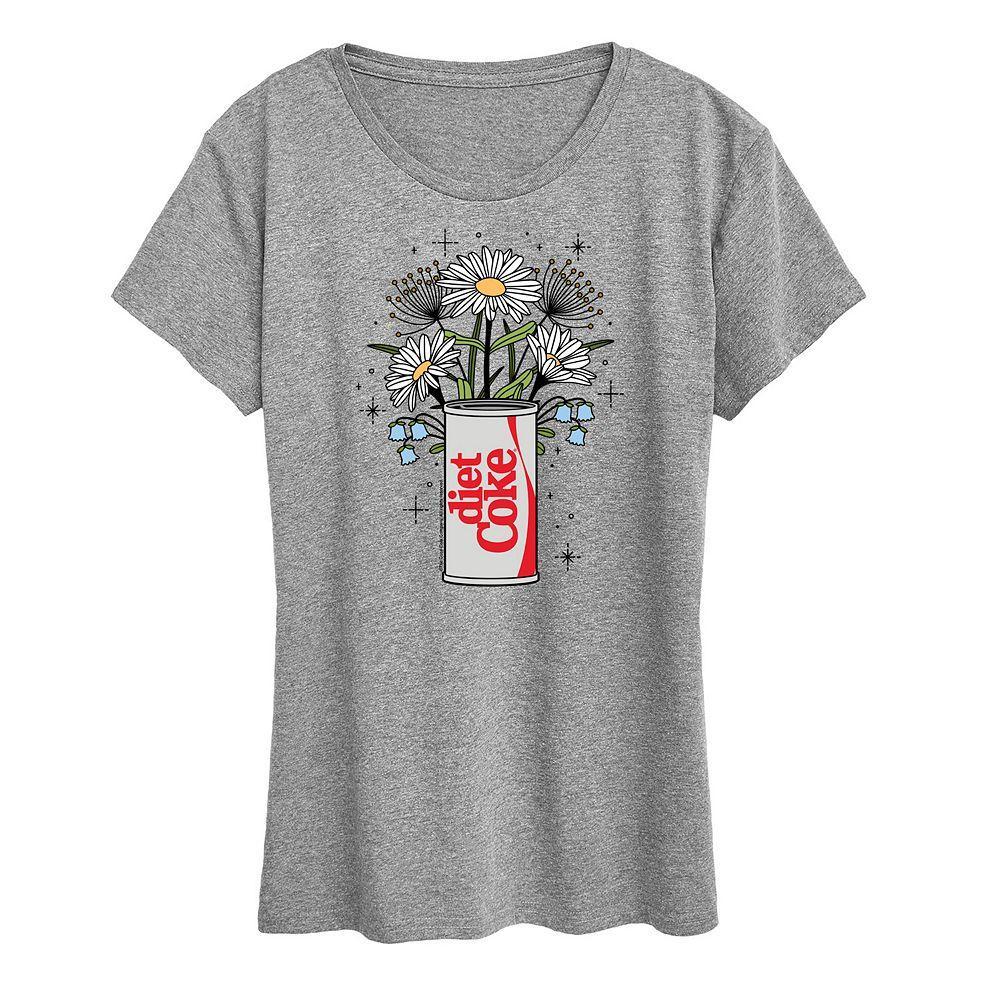 Womens Diet Coke Flowers Graphic Tee Grey Gray Product Image