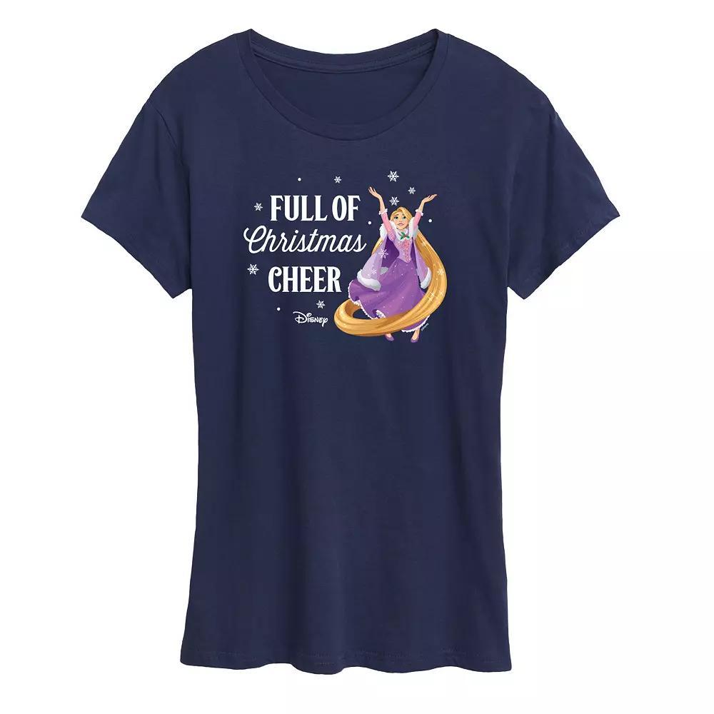 Disney Princess Rapunzel Women's "Full Of Christmas Cheer" Graphic Tee, Girl's, Size: Medium, Blue Product Image