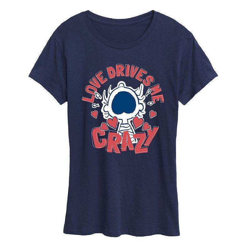 Womens Peanuts Love Drives Me Crazy Graphic Tee Heather Grey Product Image