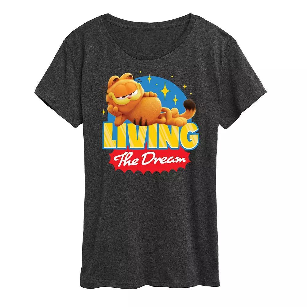 Womens The Garfield Movie Living The Dream Graphic Tee Grey Gray Product Image