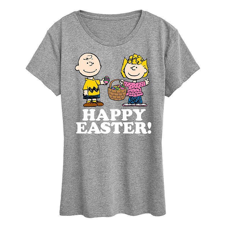 Womens Peanuts Happy Easter Graphic Tee Grey Gray Product Image