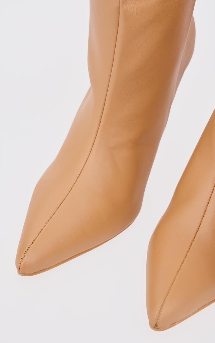 Honey PU Point Toe Stiletto Heeled Knee High Boots Product Image