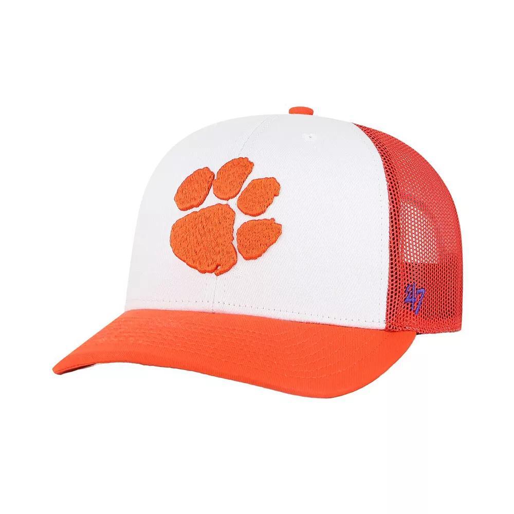 Men's '47 White/Orange Clemson Tigers Freshman Trucker Adjustable Hat Product Image