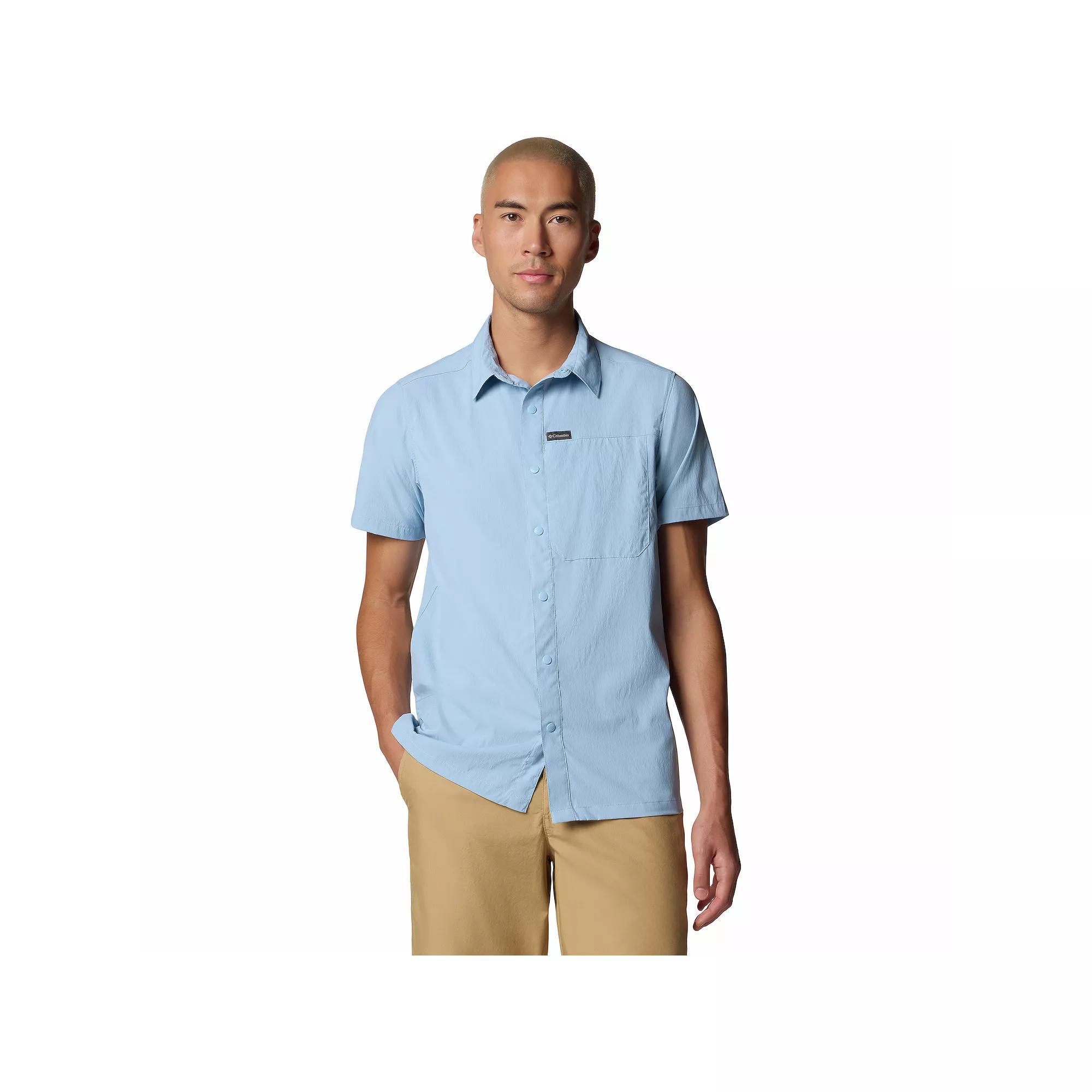 Men's Columbia Sage Peak Woven Short Sleeve Shirt, Size: Large, Ripple Blue Product Image