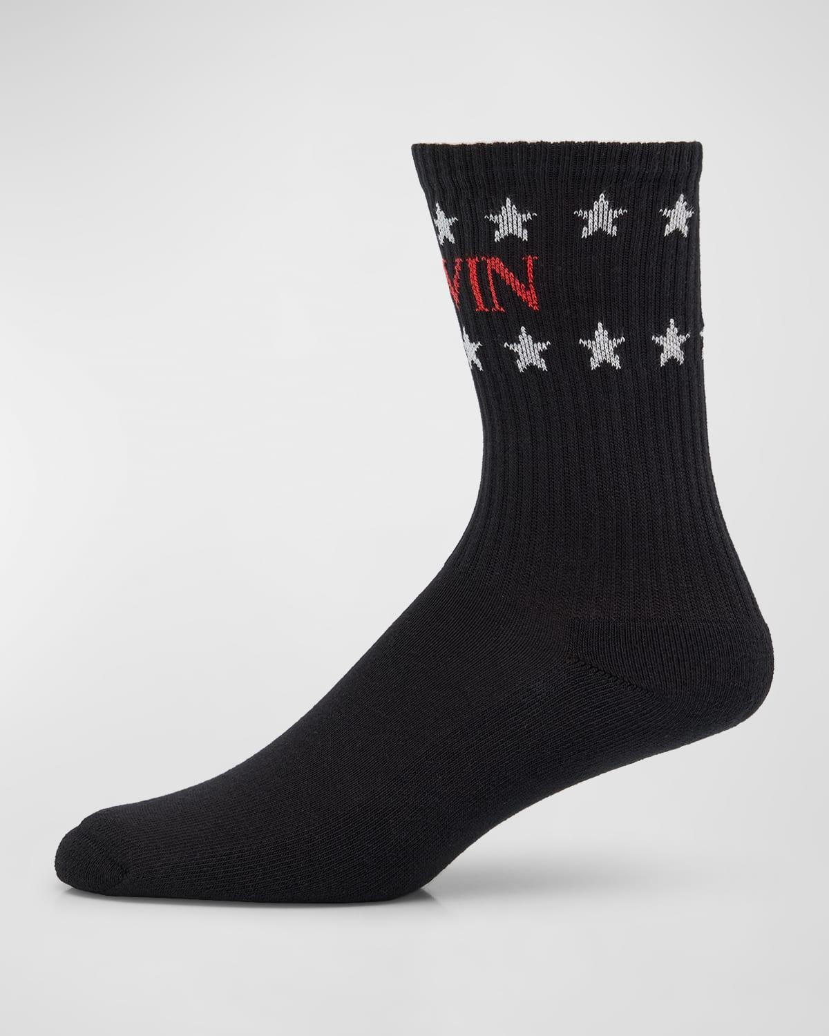 Mens Logo and Stars Crew Socks Product Image