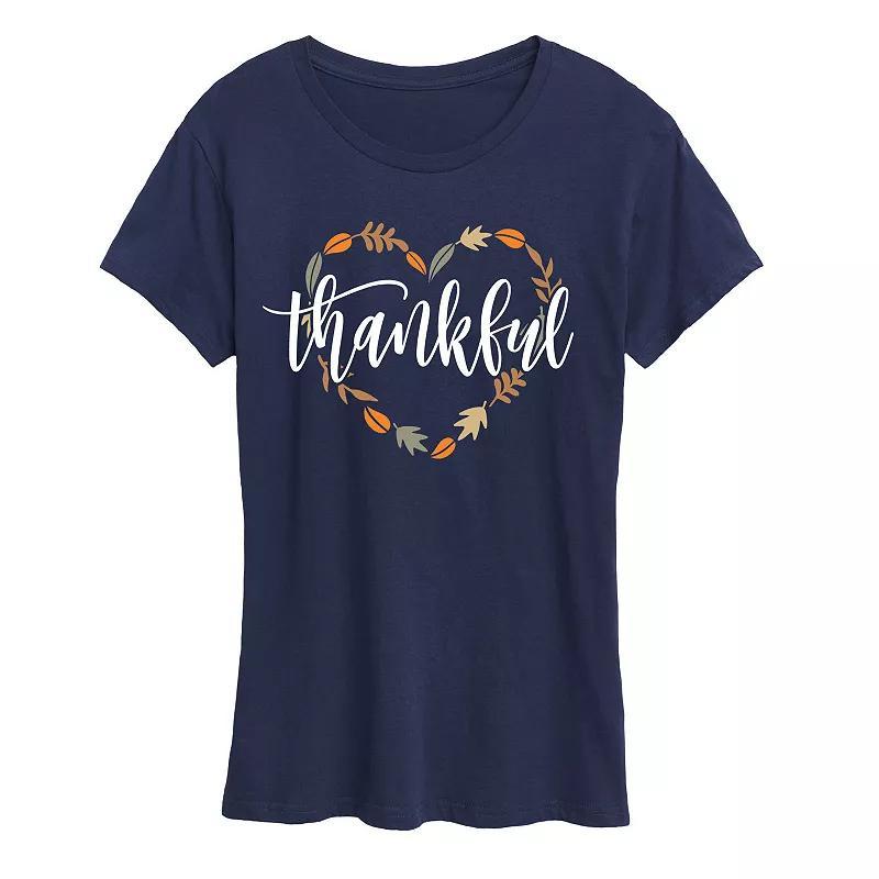 Womens Scandinavian Heart Gnome Graphic Tee Blue Product Image