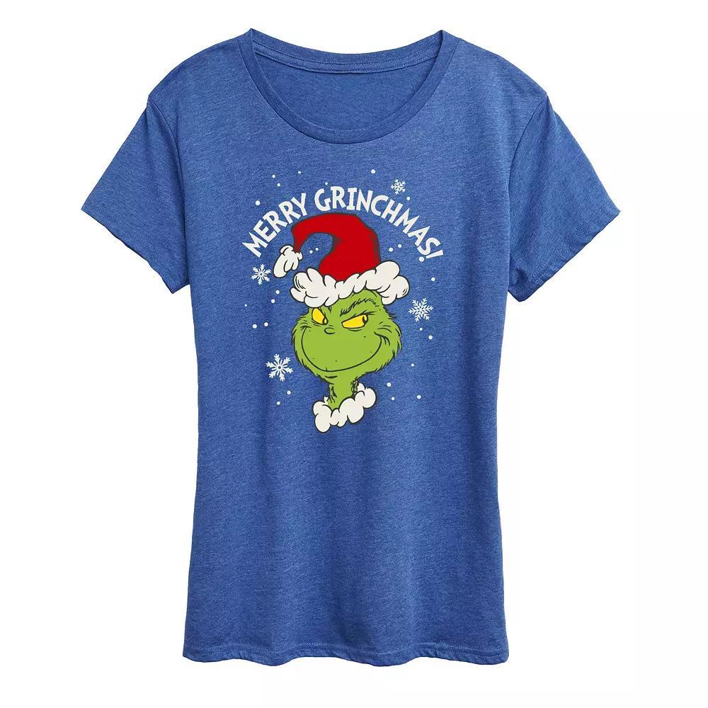 Women's Dr. Seuss The Grinch Merry Grinchmas Graphic Tee, Girl's, Size: XXL, Grey Royal Blue Product Image
