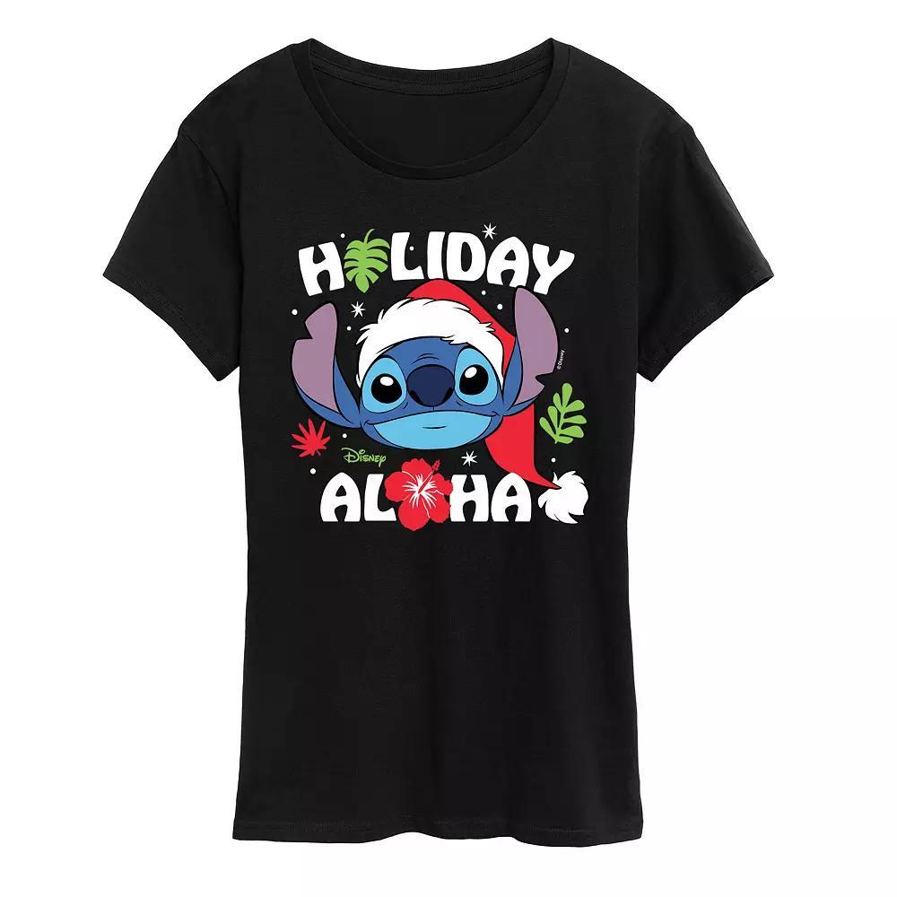 Disneys Lilo and Stitch Womens Holiday Aloha Graphic Tee Product Image
