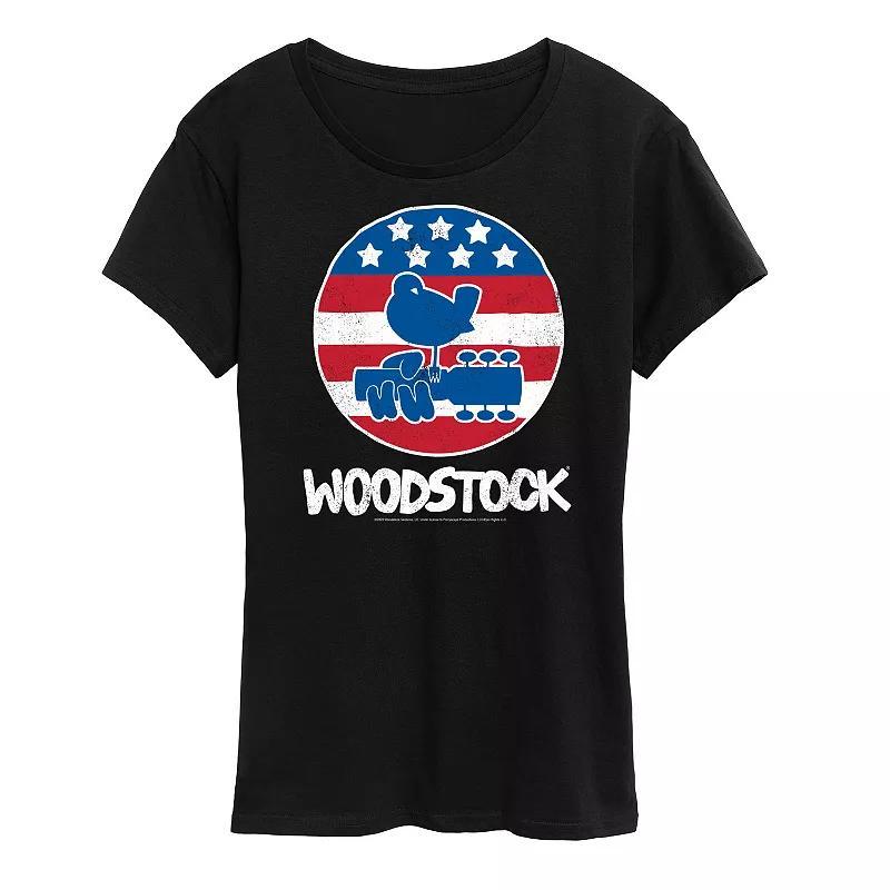 Womens Woodstock Americana Graphic Tee Blue Product Image