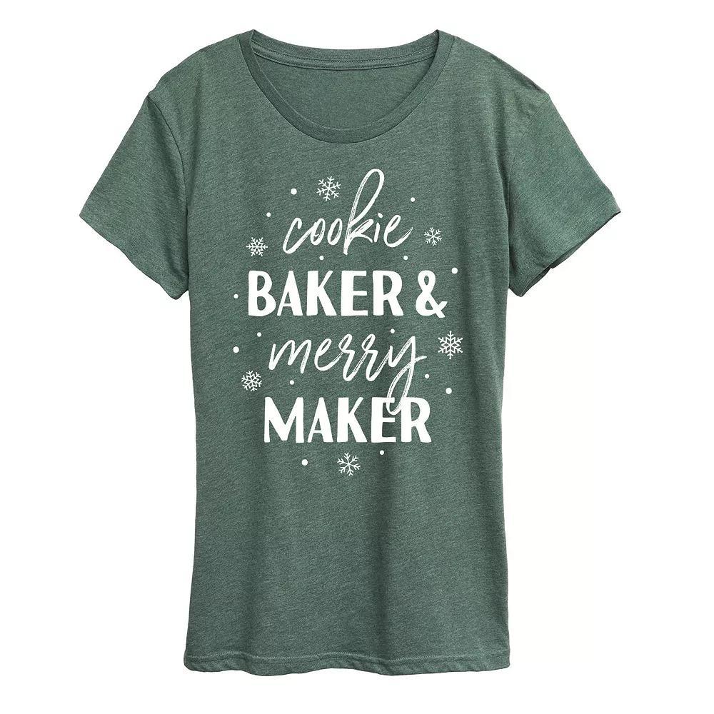 Women's Cookie Baker And Merry Maker Graphic Tee, Girl's, Size: XXL, Grey Green Product Image