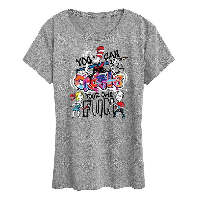 Womens Dr. Seuss Create Your Own Fun Graphic Tee Grey Gray Product Image