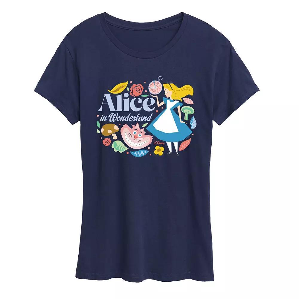 Disneys Alice in Wonderland Alice & Cheshire Cat Womens Graphic Tee Product Image