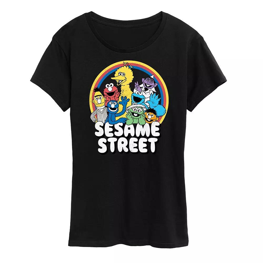 Womens Sesame Street Group Rainbow Graphic Tee, Girls Blue Product Image