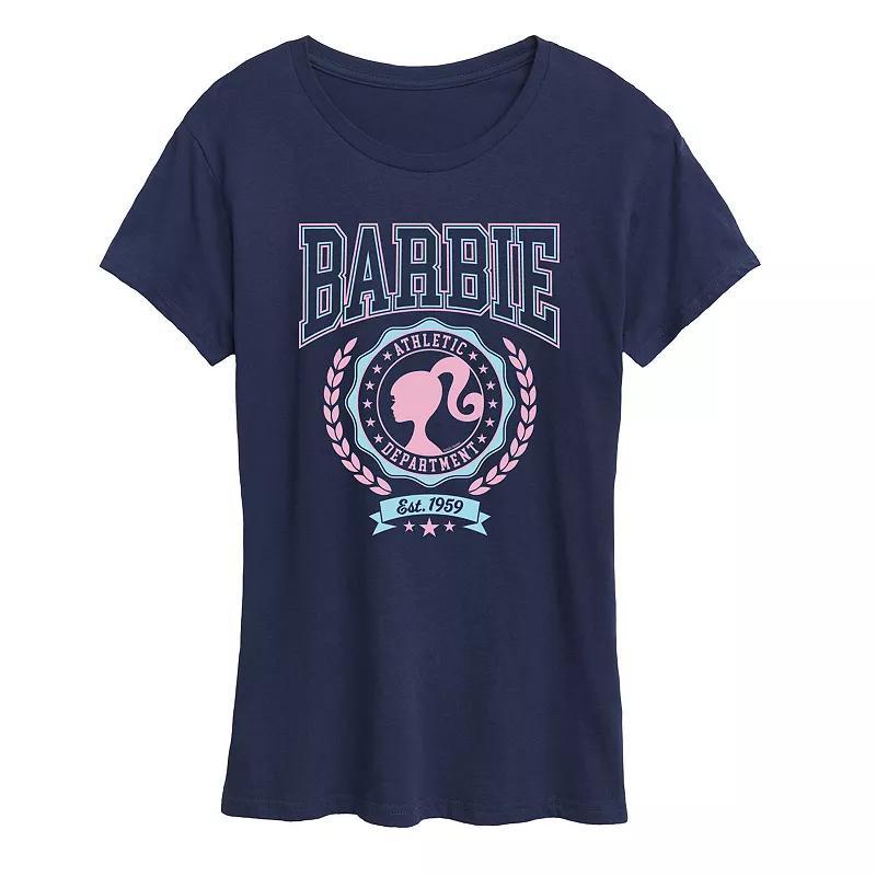 Womens Barbie Varsity Athletic Department Graphic Tee Blue Product Image