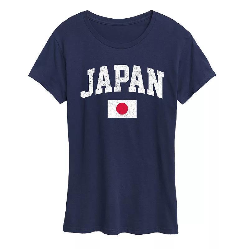 Womens Japan Flag Graphic Tee Grey Royal Blue Product Image