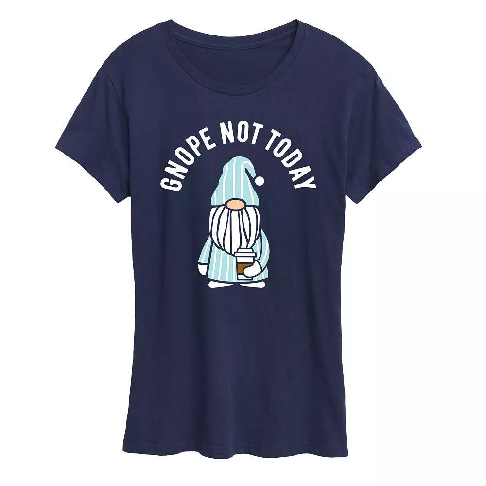 Womens Gnope Not Today Sleepy Gnome Graphic Tee Blue Product Image