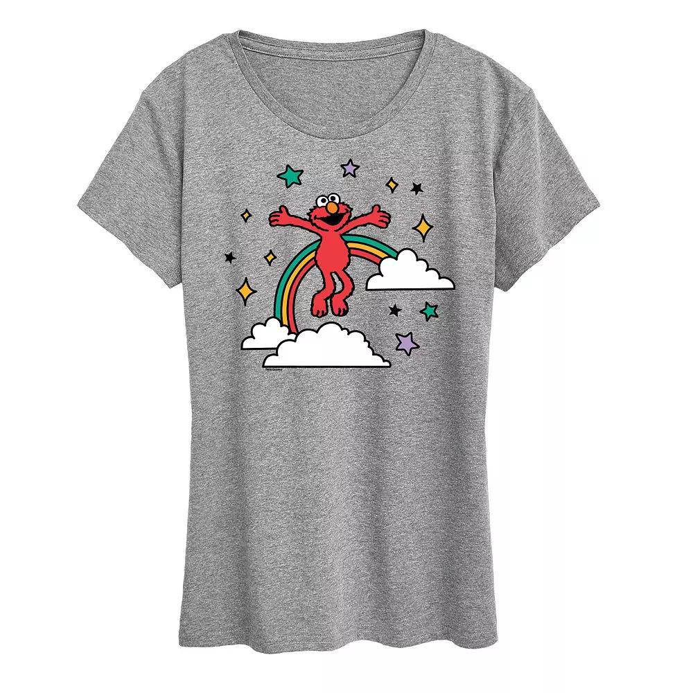 Womens Sesame Street Elmo Rainbow Graphic Tee, Girls Grey Gray Product Image