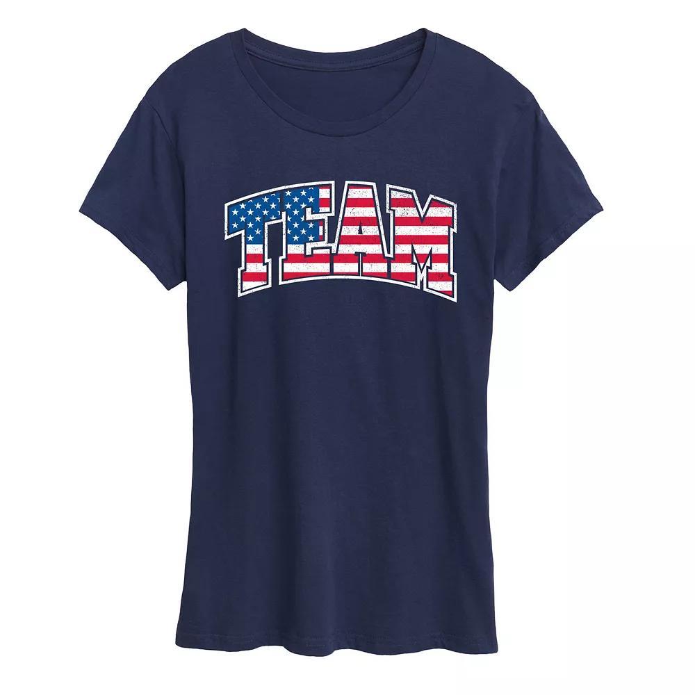 Women's Team USA Graphic Tee, Size: Large, Grey Royal Blue Product Image