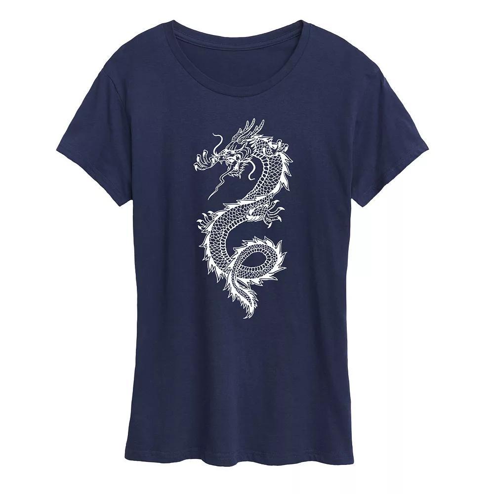 Womens Chinese Dragon Graphic Tee Grey Green Product Image
