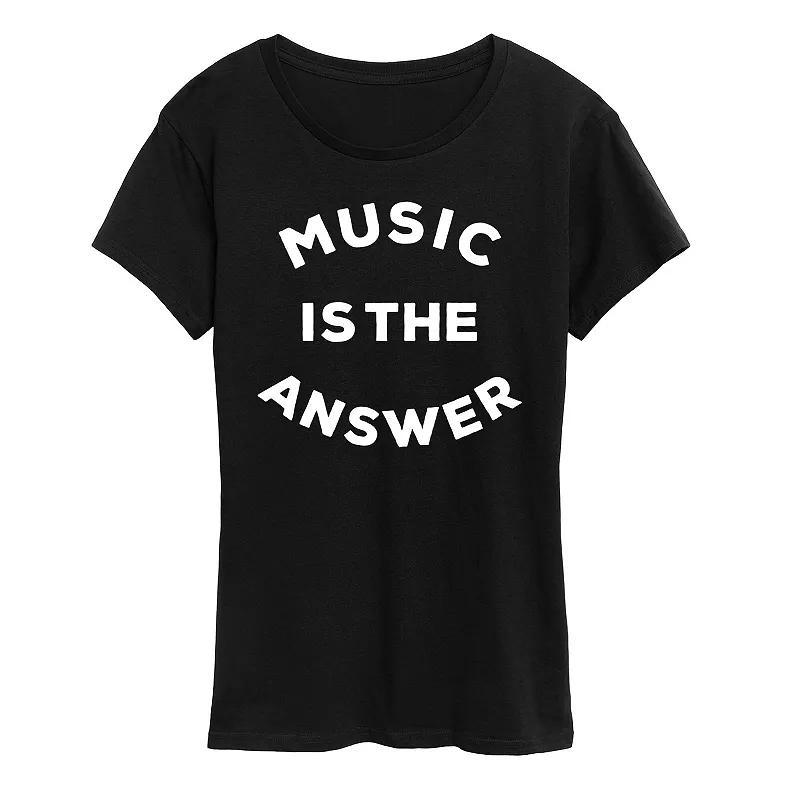 Womens Music is the Answer Graphic Tee Grey Royal Blue Product Image
