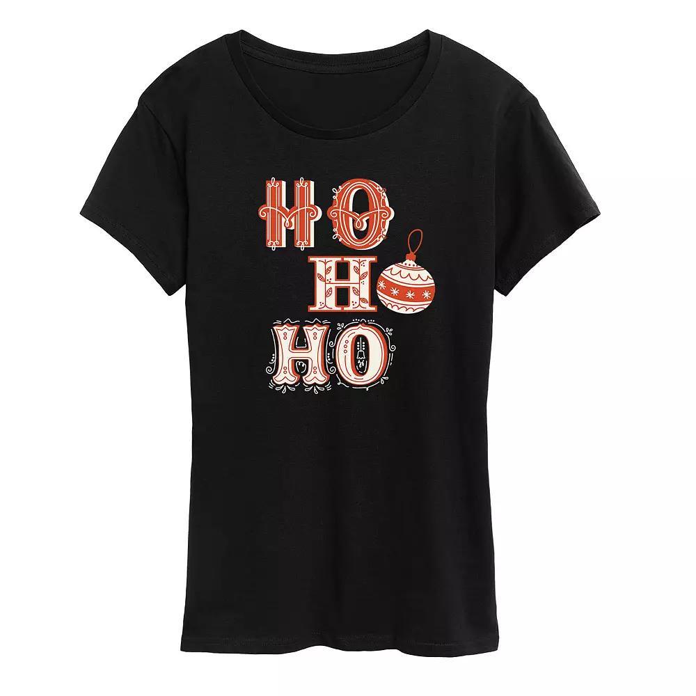 Women's "Ho Ho Ho" Vintage Christmas Graphic Tee, Girl's, Size: Small, Blue Product Image