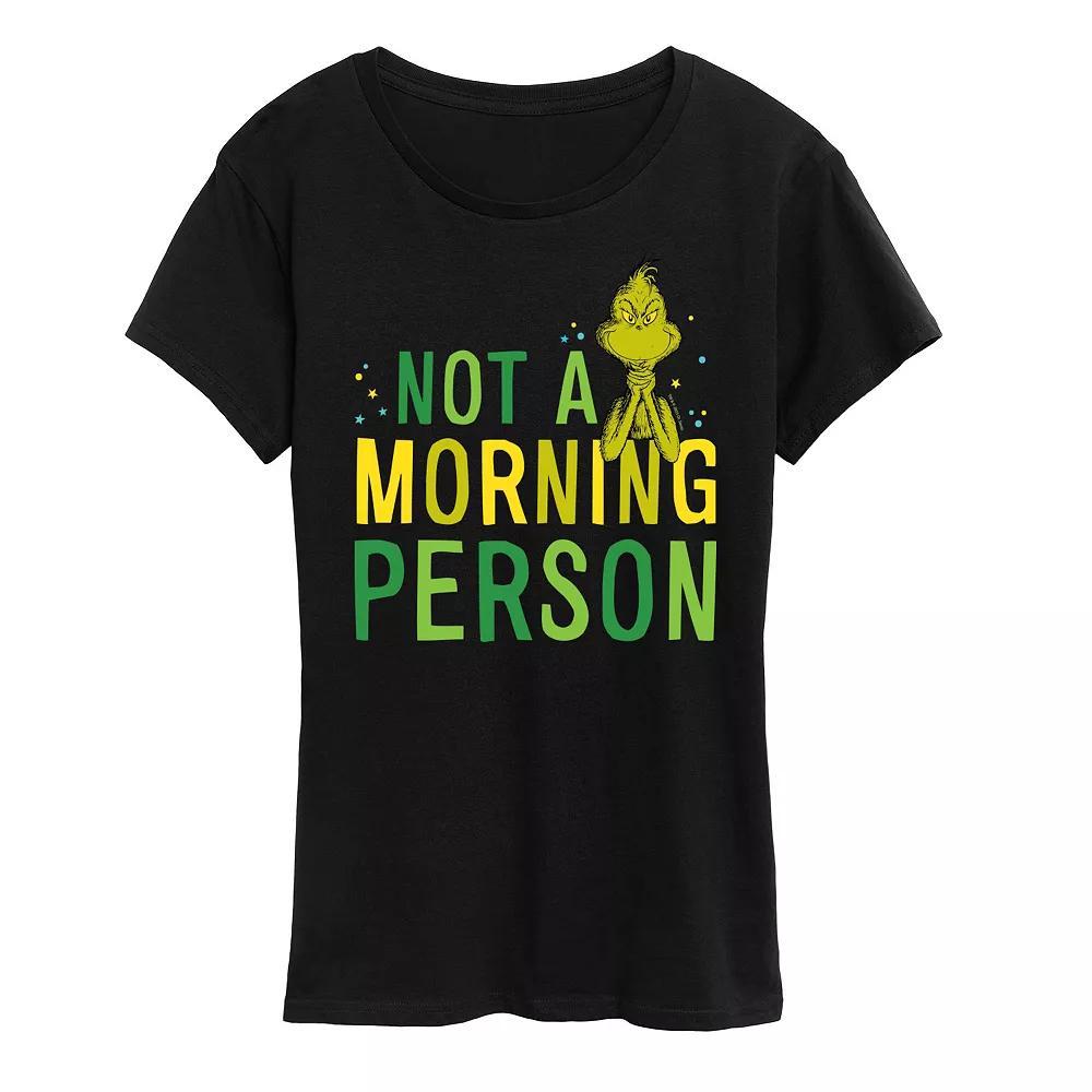 Women's Dr. Seuss The Grinch Not A Morning Person Graphic Tee, Girl's, Size: XXL, Black Product Image
