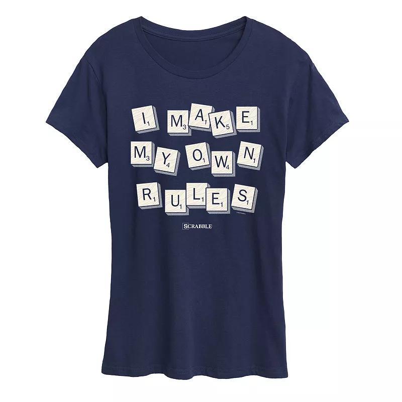 Womens Scrabble I Make My Own Rules Tee Grey Blue Product Image