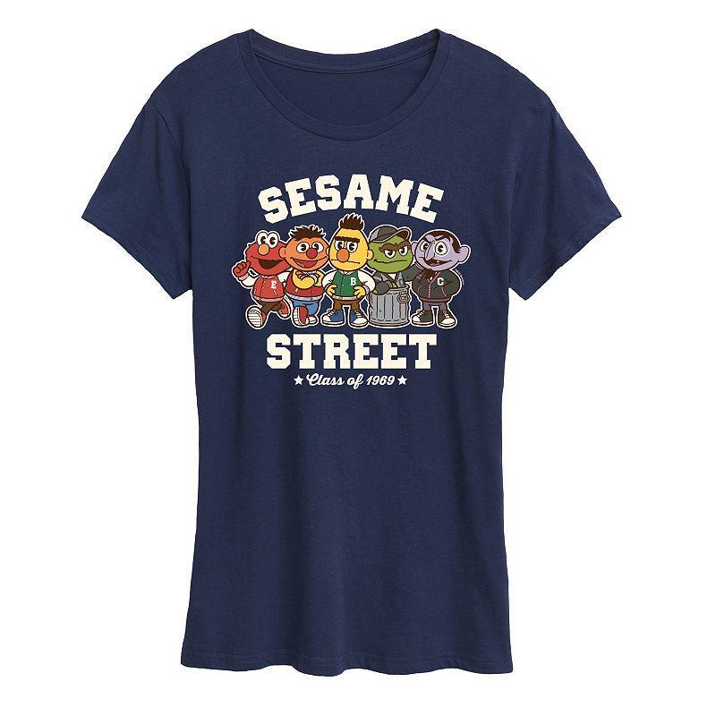 Womens Sesame Street Collegiate Graphic Tee, Girls Blue Product Image