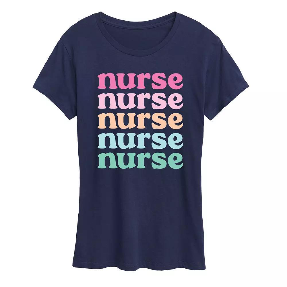 Womens Nurse Stacked Graphic Tee, Girls Heather Grey Product Image