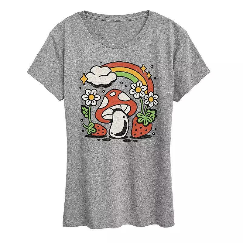 Womens Mushroom with Strawberries Graphic Tee, Girls Product Image
