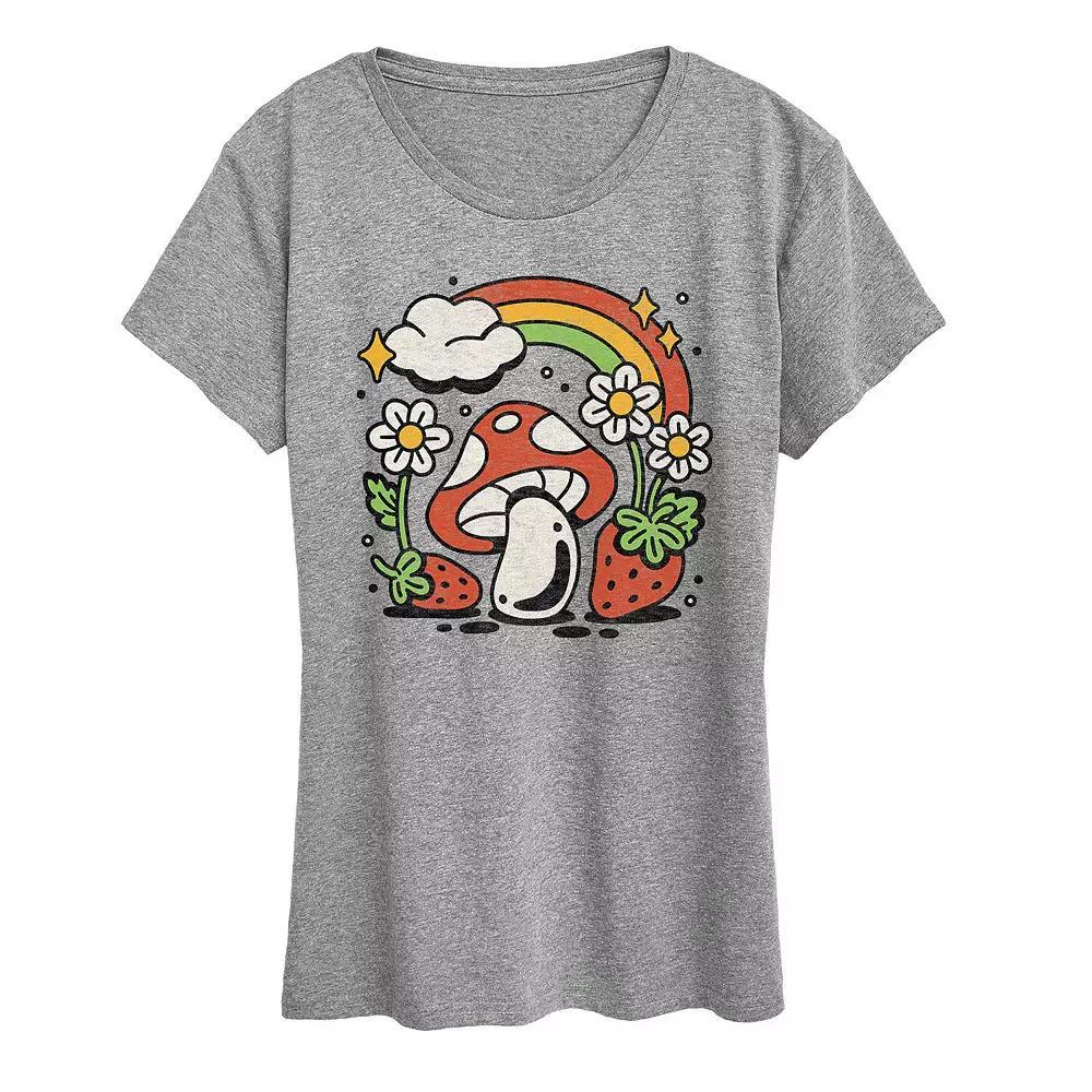 Womens Mushroom with Strawberries Graphic Tee, Girls Product Image
