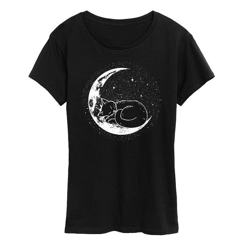 Womens Cat Nap Moon Graphic Tee Heather Grey Product Image