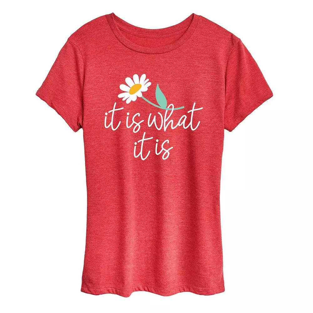 Womens It Is What It Is Graphic Tee, Girls Grey Red Product Image