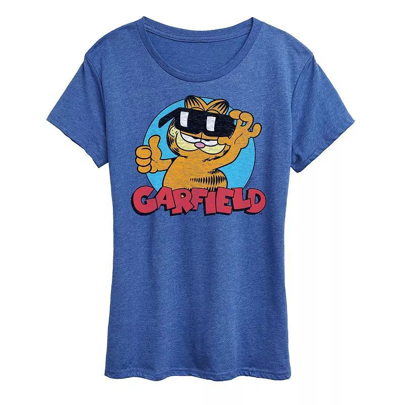 Womens Garfield Sunglasses Graphic Tee Grey Royal Blue Product Image