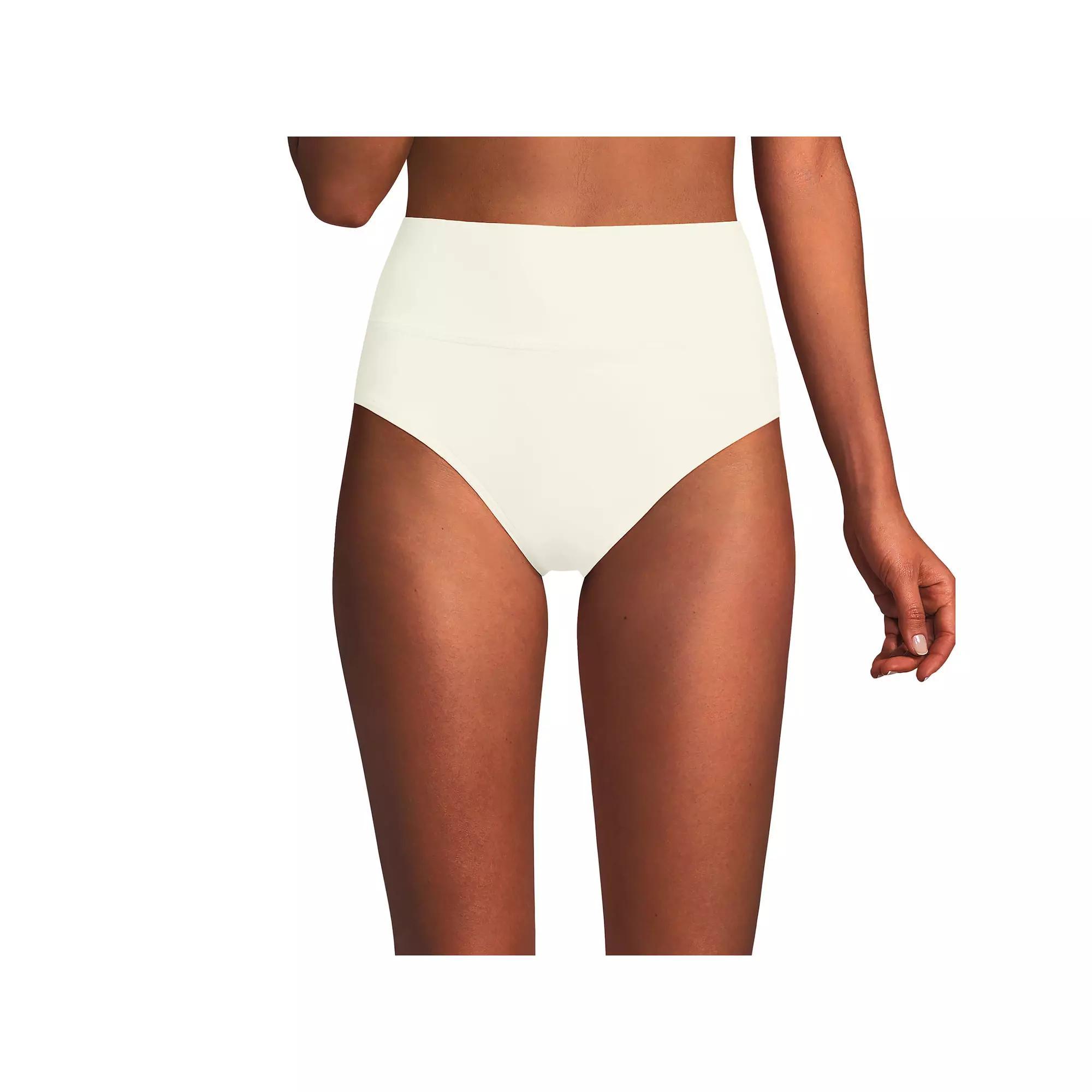 Women's Lands' End Chlorine Resistant Fold Over High Waisted Bikini Bottoms, Size: 8, Egret White Product Image