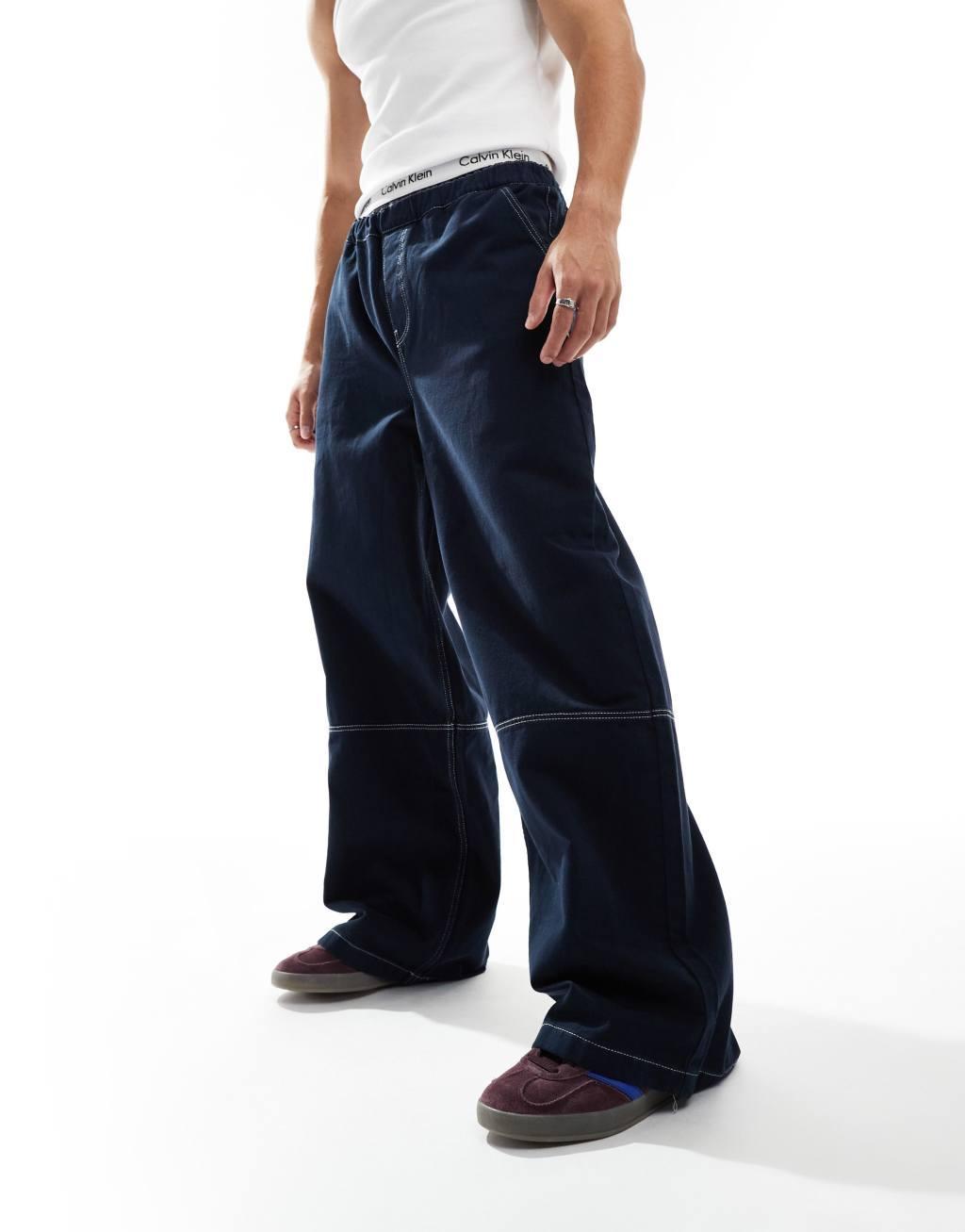 ASOS DESIGN super baggy jeans in white with elastic waistband Product Image