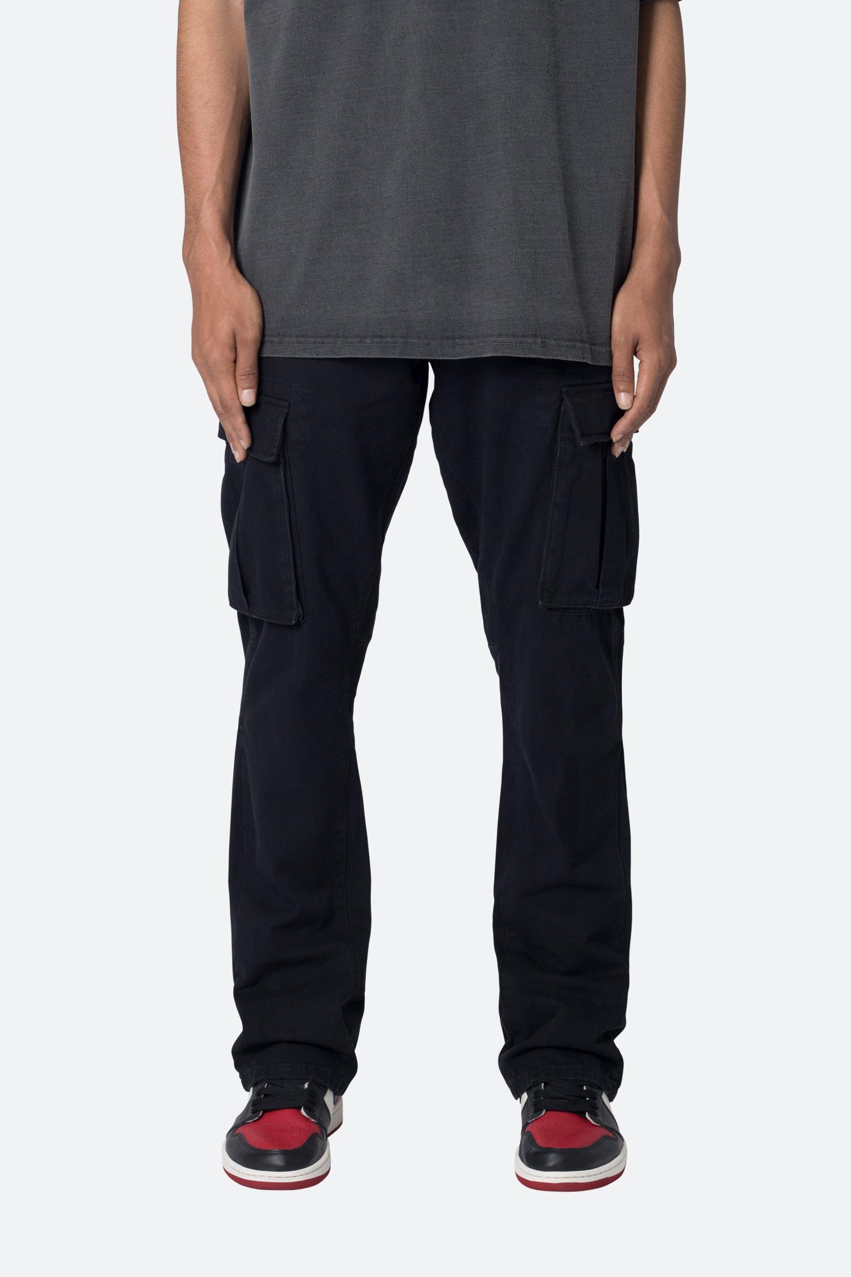 Twill Flare Cargo Pants - Black Product Image