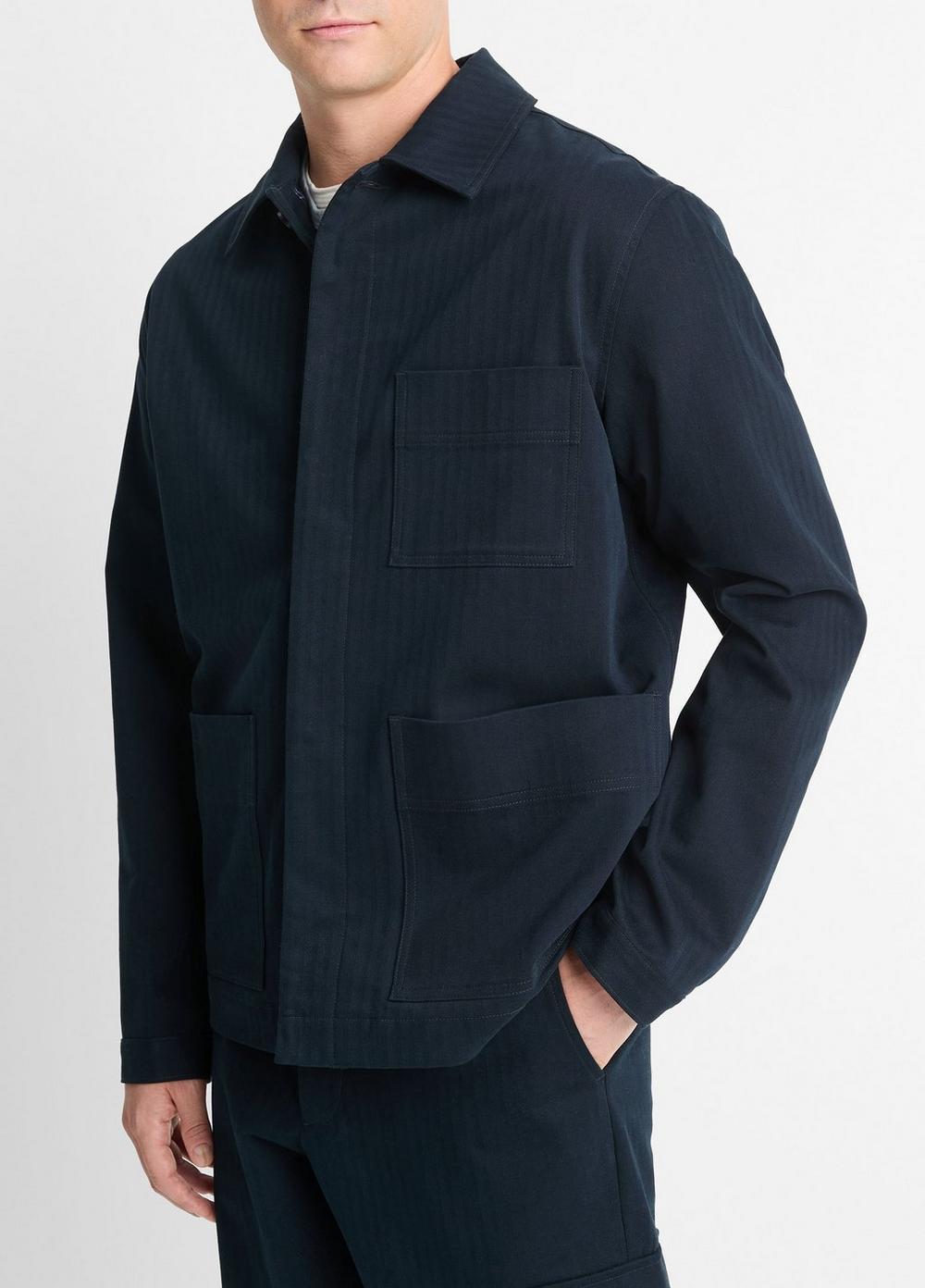Mens Herringbone Cotton Chore Jacket, Coastal Blue, Size XL Vince Product Image