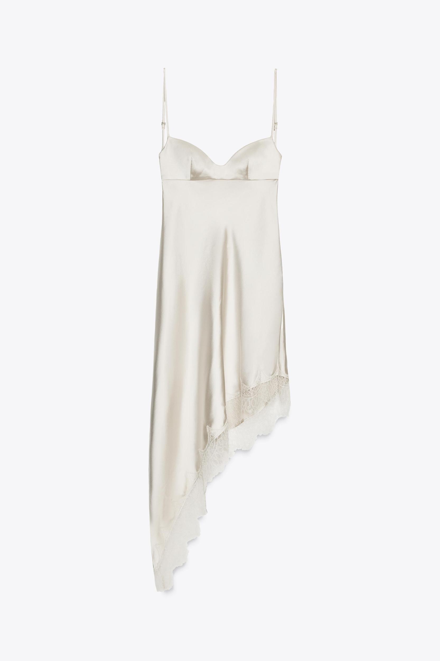 SATIN EFFECT LACE DRESS Product Image